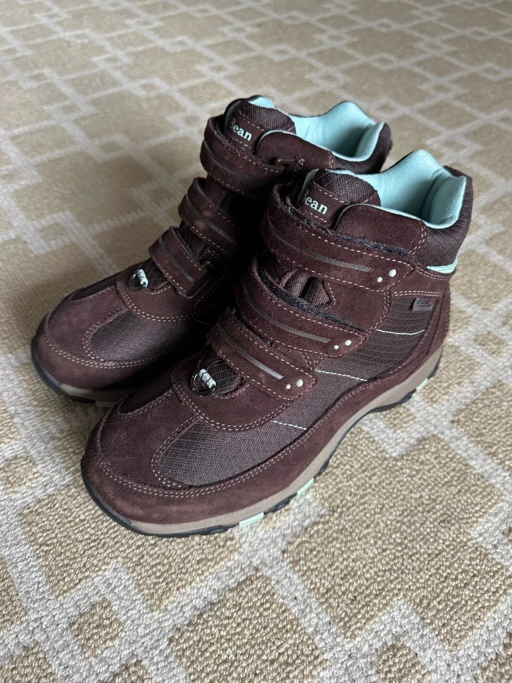 L.L. Bean Primaloft Waterproof Winter Hiking Boots Brown Aqua Size 8 Wide